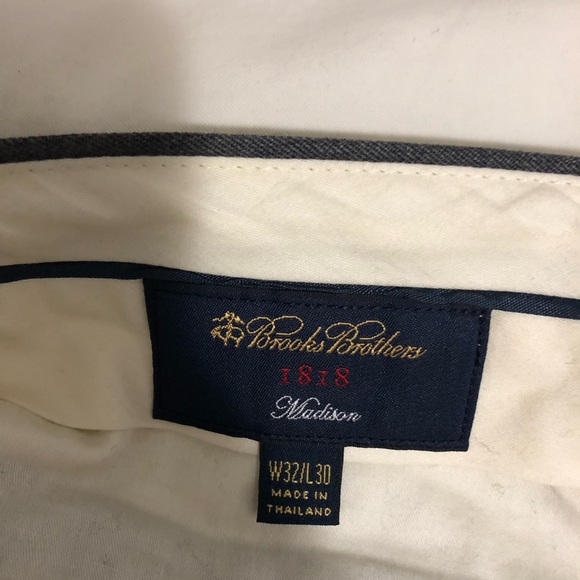 Brooks Brothers 1818 Madison Pants 32x30 Gray Flat Front 100% Wool Dress - Picture 4 of 4